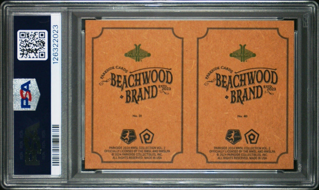 2024 PARKSIDE NWSL Trinity Rodman / Tarciane BEACHWOOD BRAND PSA 9