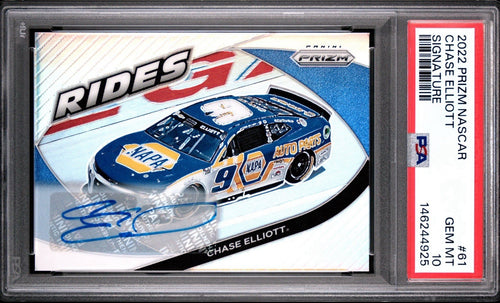 2022 Panini Prizm Signatures Silver Prizm #61 Chase Elliott - PSA 10 Gem