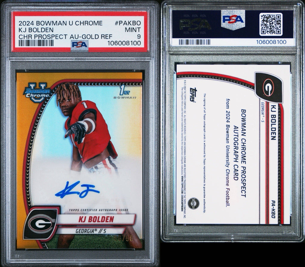 2024 Bowman U Chrome #115 KJ Bolden 1st RC Rookie Gold Auto /50 PSA 9