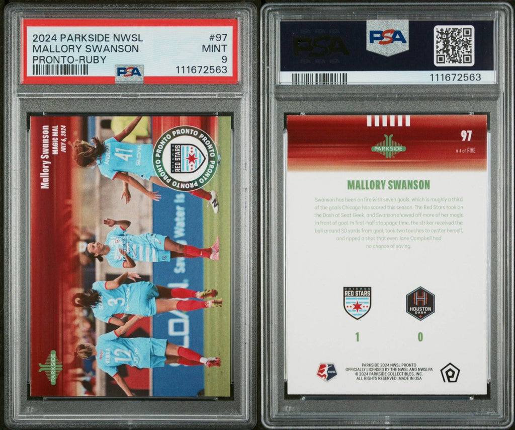 2024 Parkside NWSL Pronto MALLORY SWANSON Ruby 4/5 Magic Mal #97 PSA 9