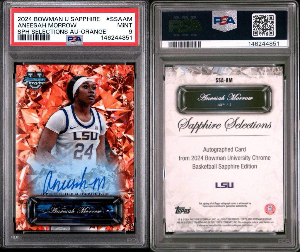2024-25 Bowman U Chrome Sapphire Aneesah Morrow Selections Orange Auto /25 PSA 9