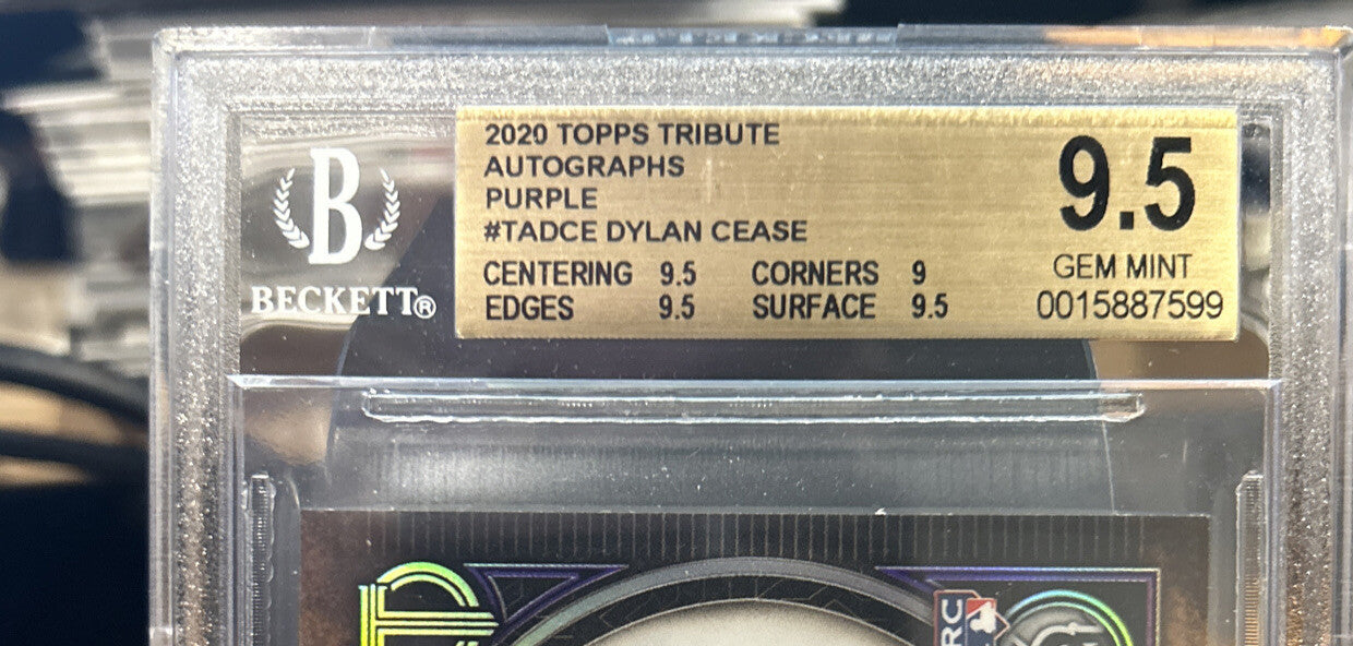 Dylan Cease 2020 Topps Tribute Purple Signed Auto RC #/50 BGS 9.5 Gem Auto 10 !