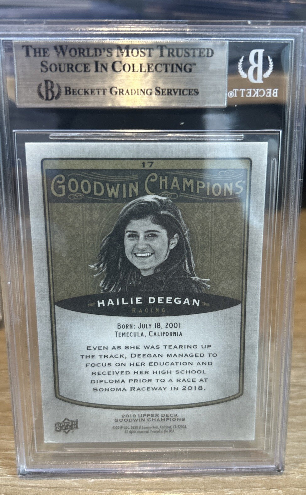 2019 Goodwin Champions Hailie Deegan #17 Autograph Beckett BAS Encased NASCAR
