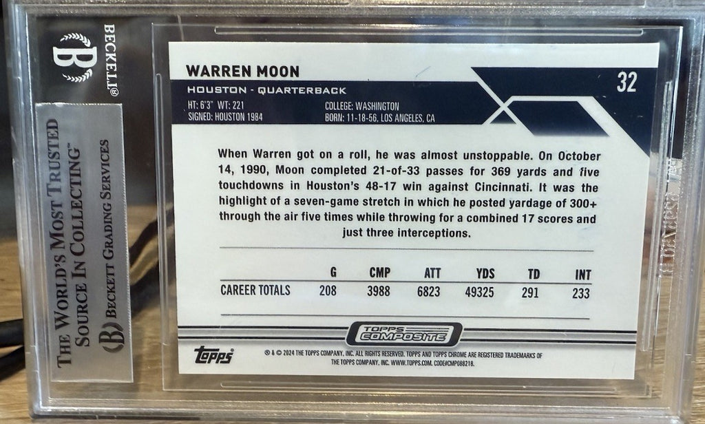 Warren Moon Signed 2023 Topps Composite Chrome #32 - Beckett BAS encased HOF