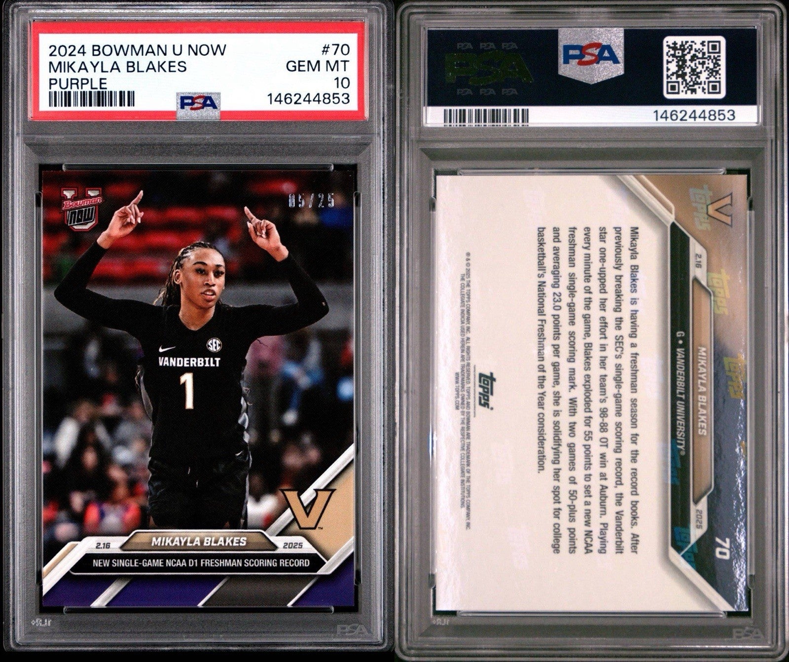 2024-25 Bowman U Now Purple /25 - Mikayla Blakes #70 PSA 10 Gem