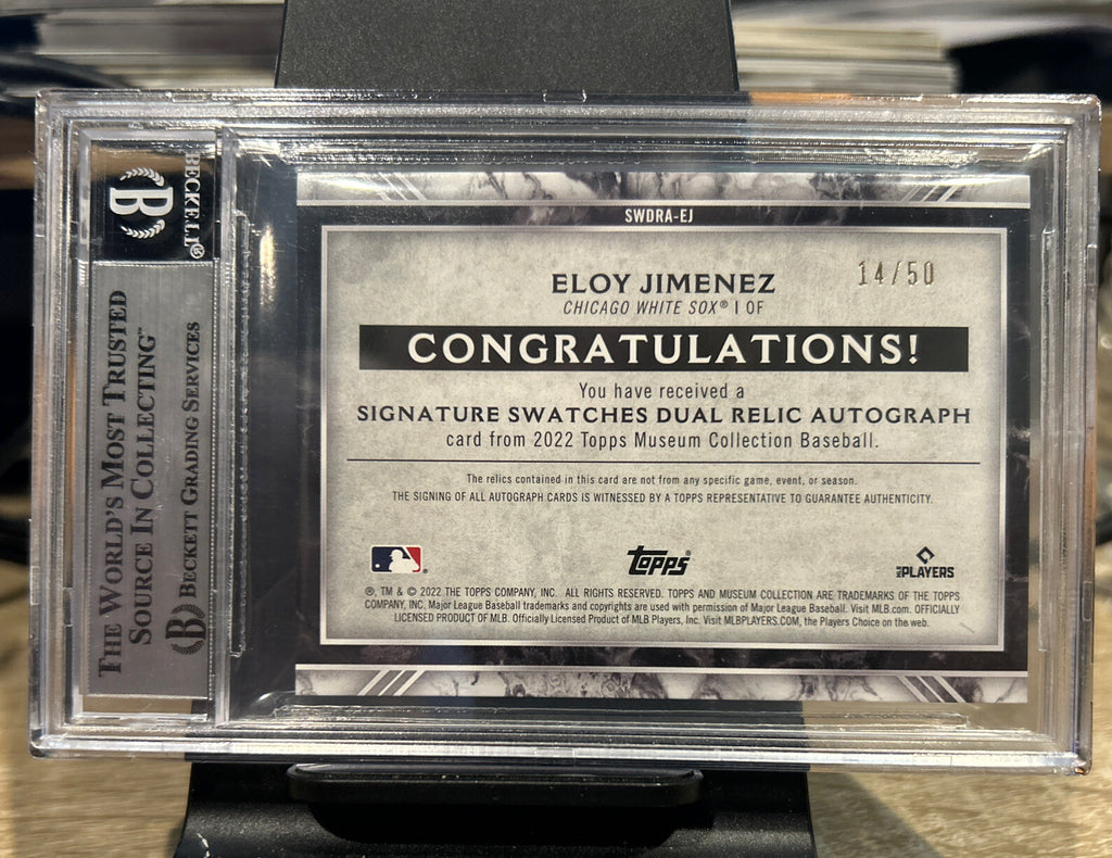 2022 Topps Museum ELOY JIMENEZ Dual Relic AUTO Autograph Copper 14/50 BGS 9 Mint