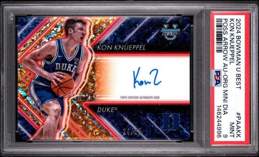 Kon Knueppel 2024 BOWMAN U BEST POSSESSION ARROW AUTO ORANGE MINI DIA /25 -PSA 9