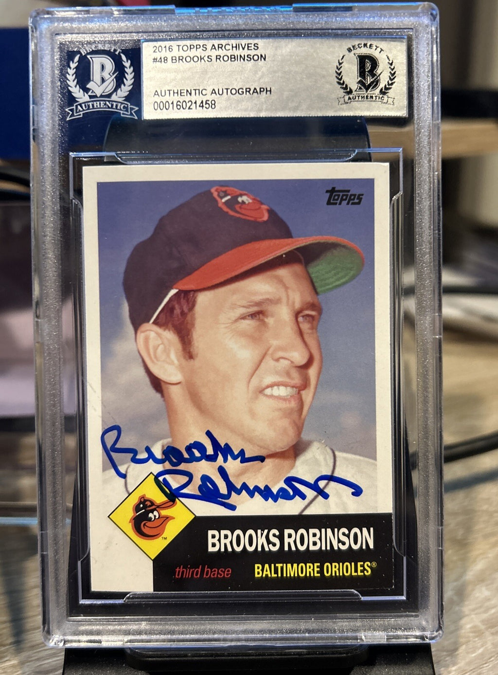 2016 BROOKS ROBINSON Signed Topps Archives Card #48 - Beckett BAS Certified