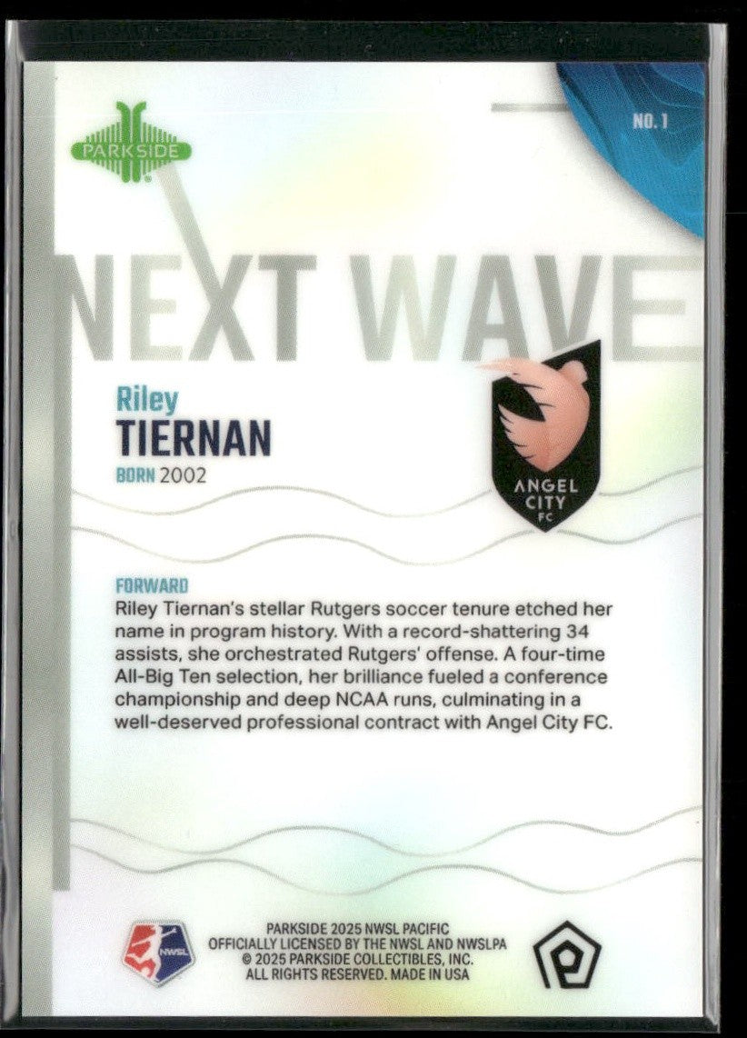 2025 Parkside NWSL Pacific #1 Riley Tiernan Next Wave - Purple #/25
