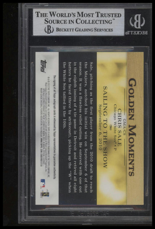 2012 Topps #GMA-CS Chris Sale Golden Moments Autographs BAS Slab