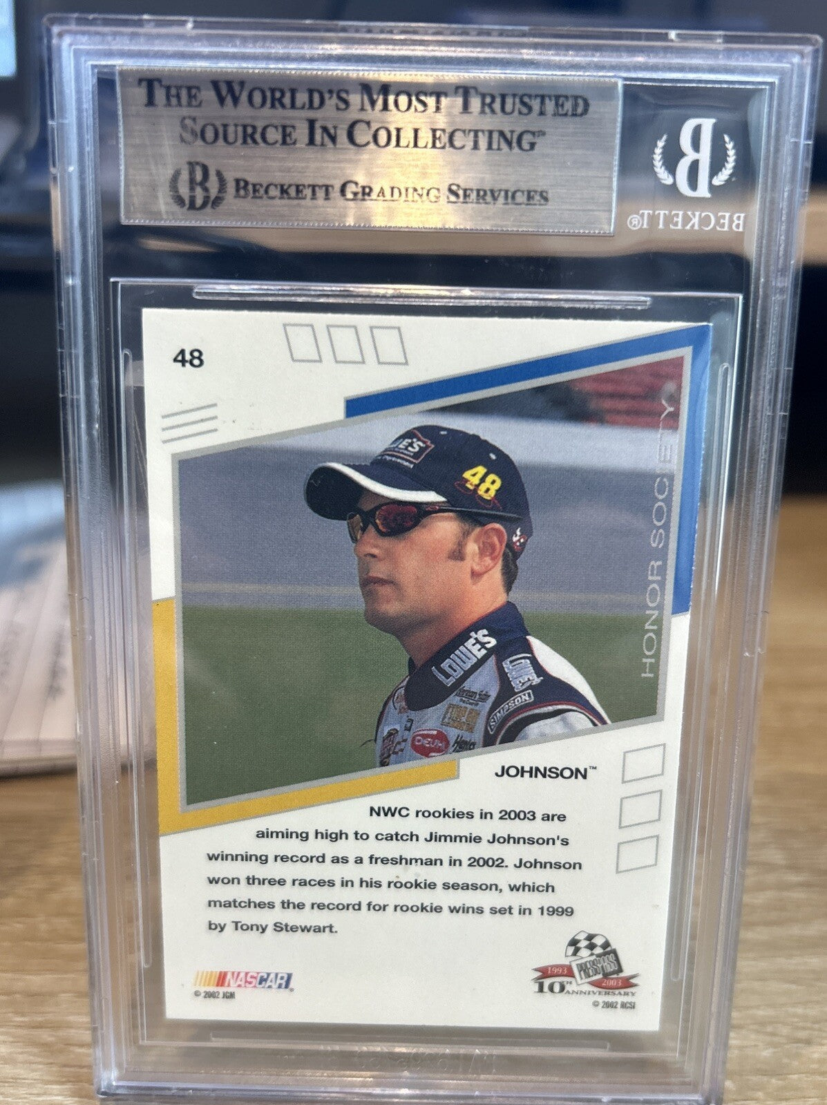 2003 Press Pass Eclipse JIMMIE JOHNSON #48 SIGNED AUTOGRAPH BECKETT BAS Slab