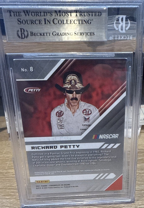 2021 Panini Chronicles XR Green #8 Richard Petty Signed BAS Beckett Slabbed