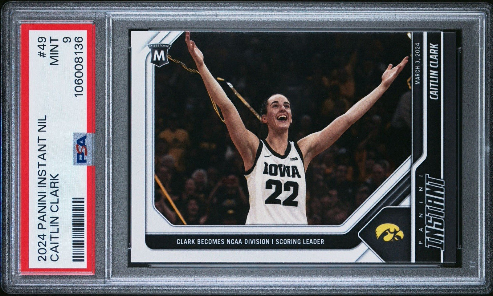 2024 Panini Instant Scoring Leader #49 Caitlin Clark PSA 9