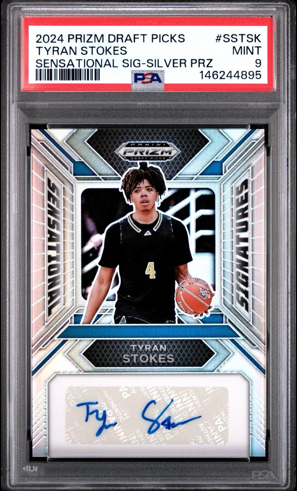 Tyran Stokes 2024 PANINI PRIZM DRAFT SENSATIONAL SIGNATURES SILVER PRIZM -PSA 9