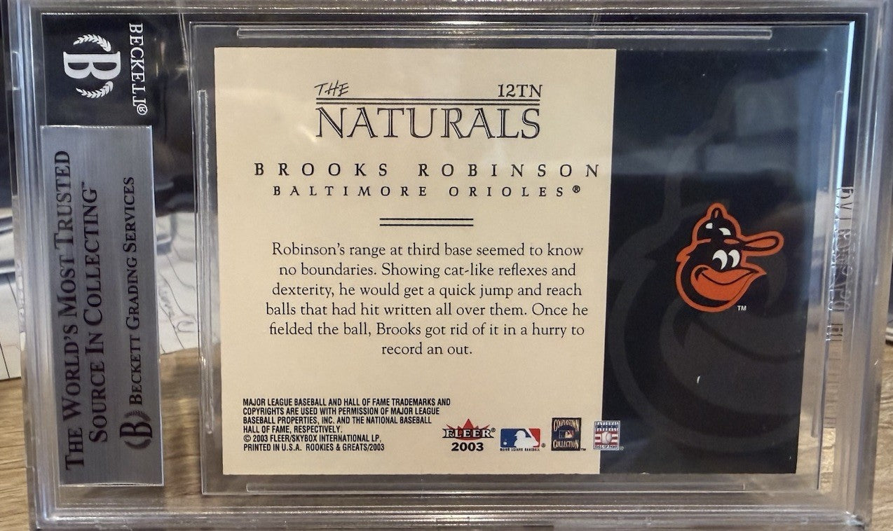 Signed 2003 Fleer Rookies & Greats # TN12 Brooks Robinson - BAS beckett slabbed
