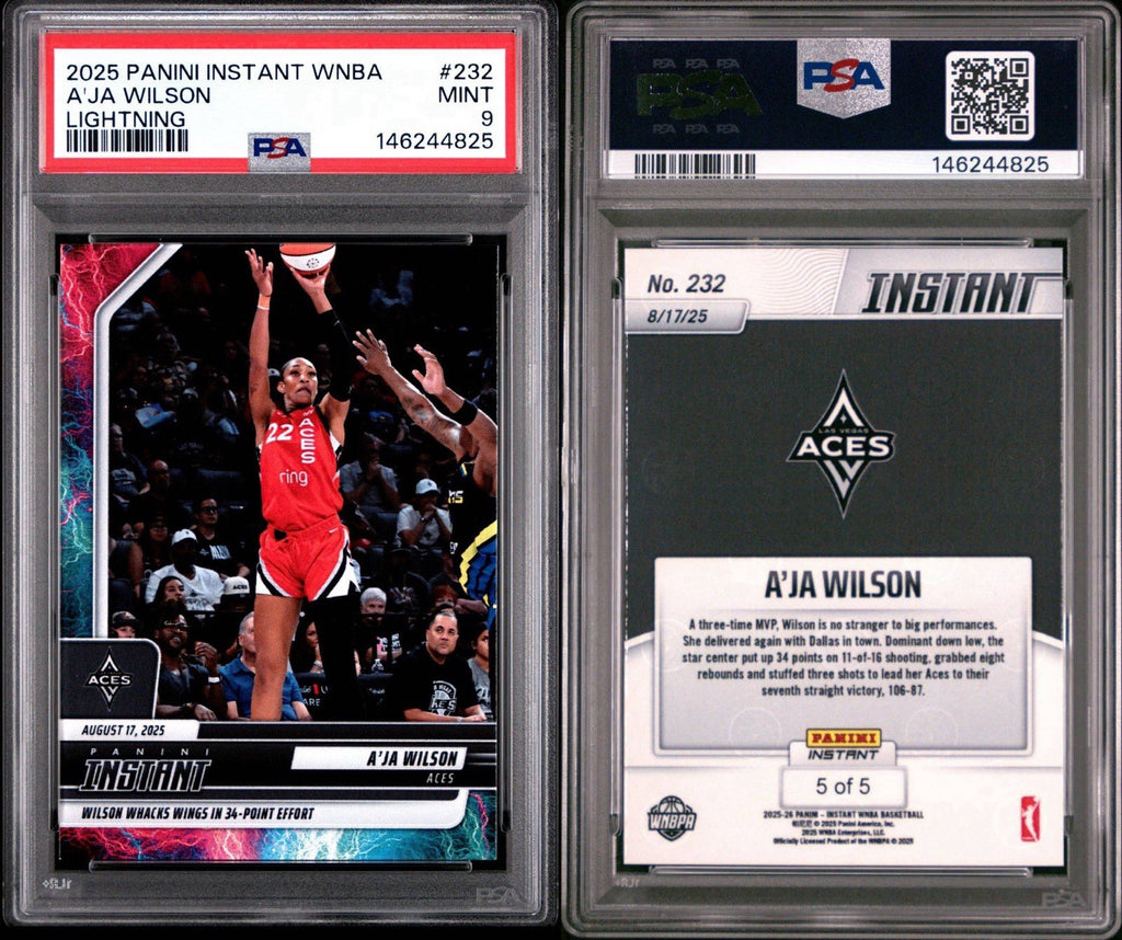 2025 Panini Instant WNBA A’Ja Wilson #232 Lightning /5 PSA 9 Mint