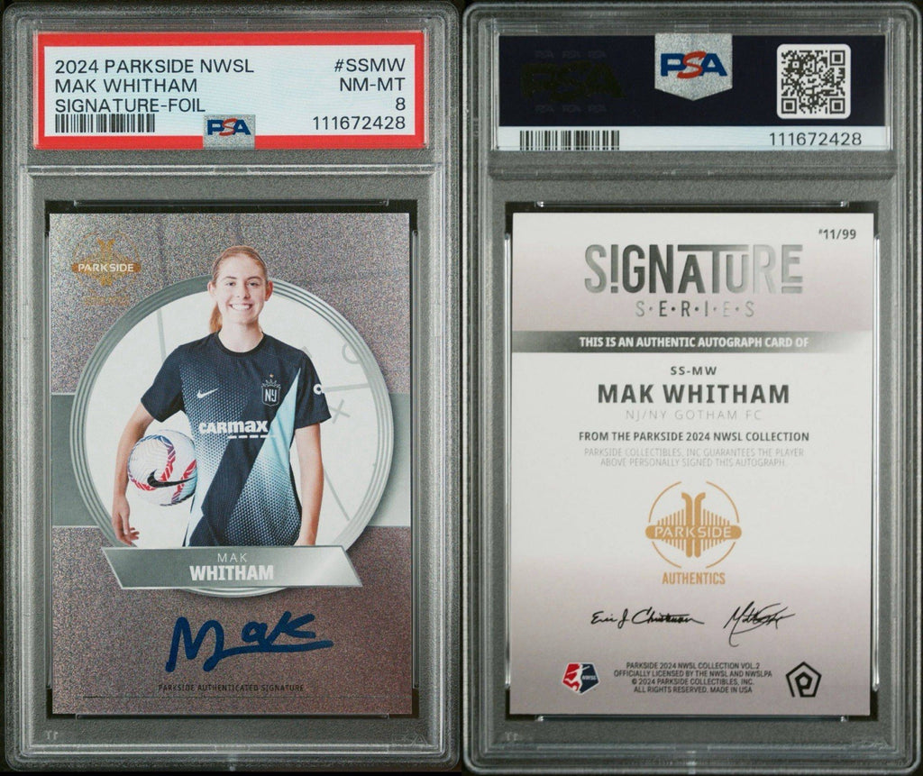 Mak Whitham 2024 Parkside NWSL Vol 2 Signature Series FOIL /99 PSA 8 Auto RC