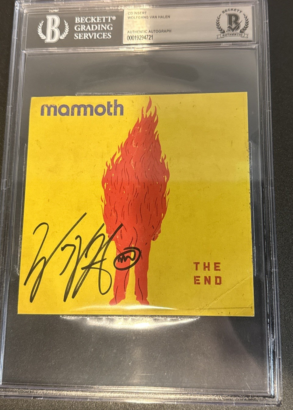 Wolfgang Van Halen SIGNED CD Insert “Mamoth - The End” Beckett BAS Encased Slab