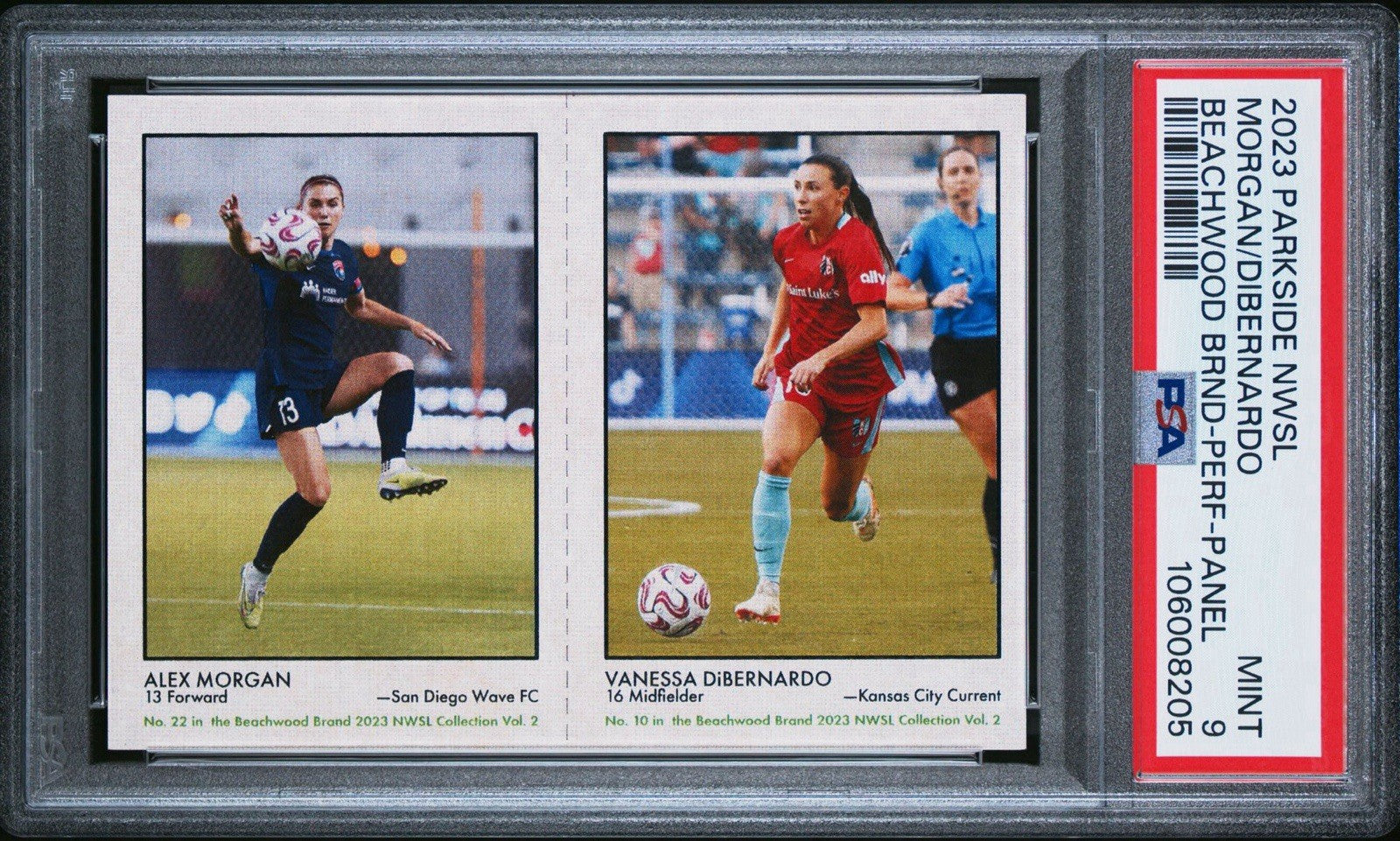 2024 PARKSIDE NWSL Alex Morgan /Dibernardo BEACHWOOD BRAND PSA 9