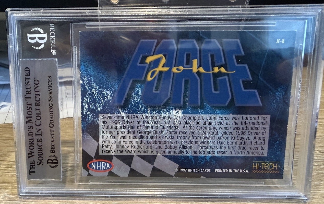 Signed 1997 Hi Tech NHRA #JF8 - John Force - Beckett BAS Slabbed