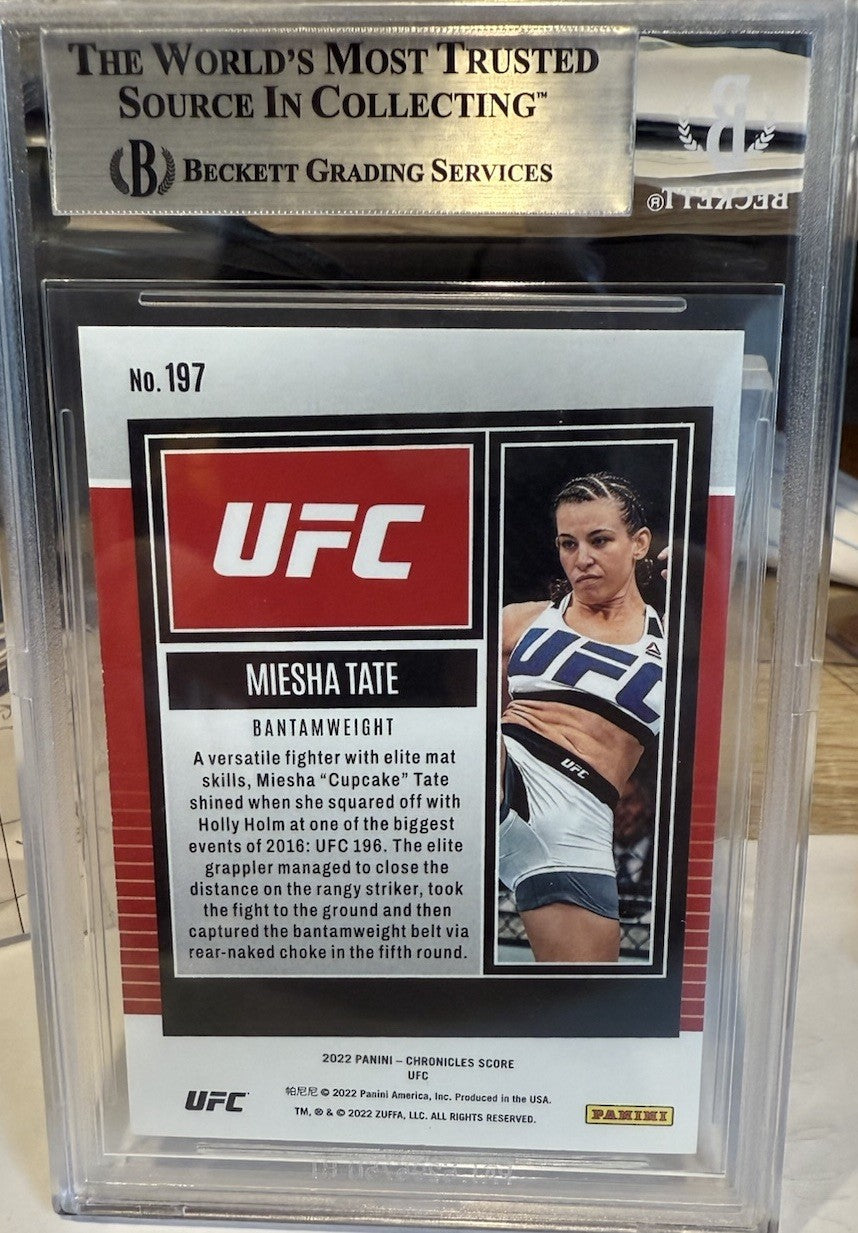 Signed 2022 Panini Chronicles Score #197 Miesha Tate Auto Beckett BAS Slabbed