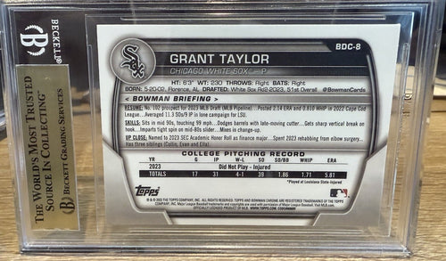 2023 Bowman Chrome Draft 1st Bowman Grant Taylor Yellow Refractor #/75 BGS 9.5