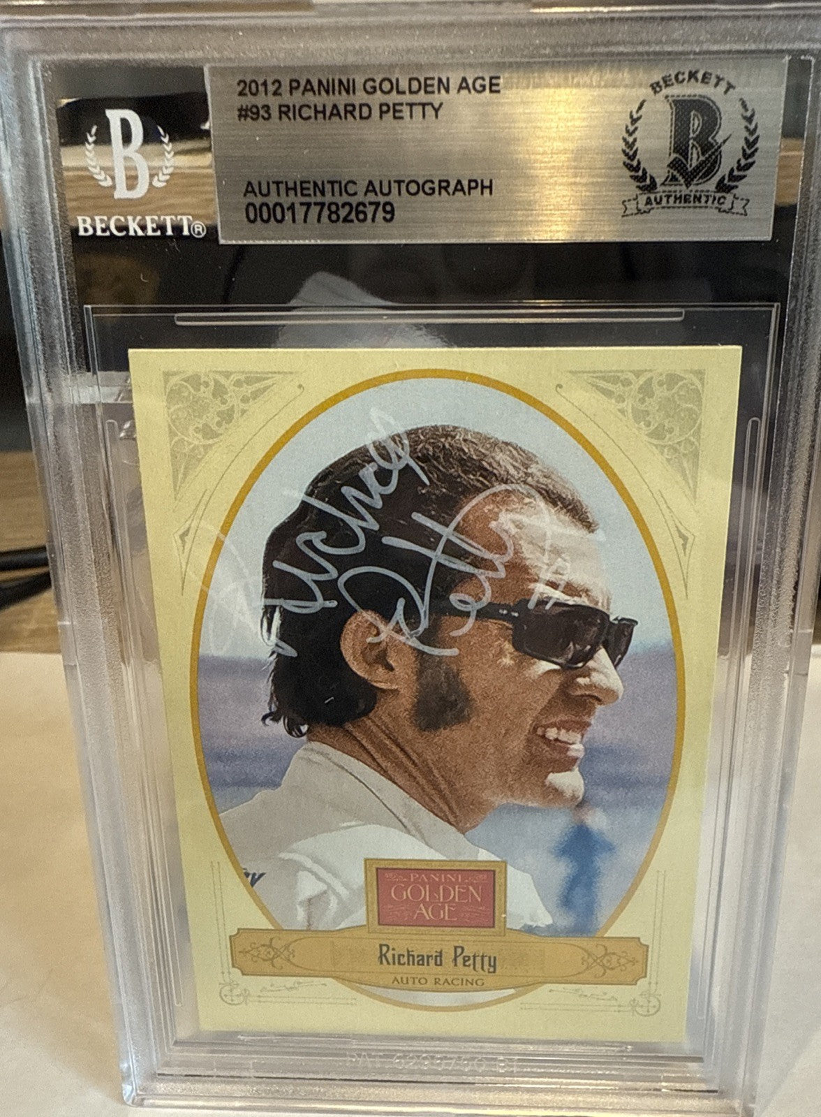 Signed Richard Petty 2012 Panini Golden Age #93 Auto Beckett BAS Slabbed