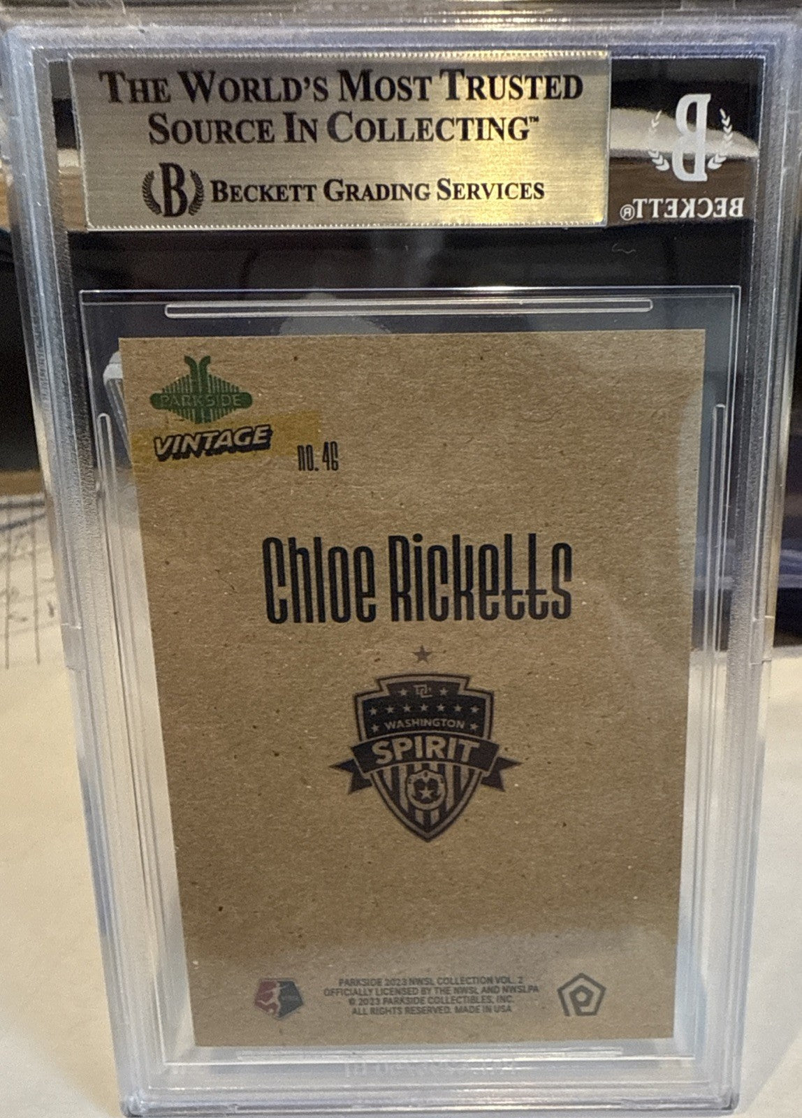 Chloe Ricketts Signed 2023 PARKSIDE NWSL Vintage #46 Beckett BAS Slab