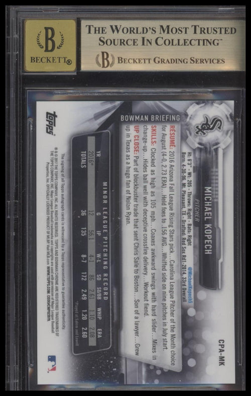 2017 Bowman Chrome #CPA-MK Michael Kopech Prospect Autographs BGS 9.5/10
