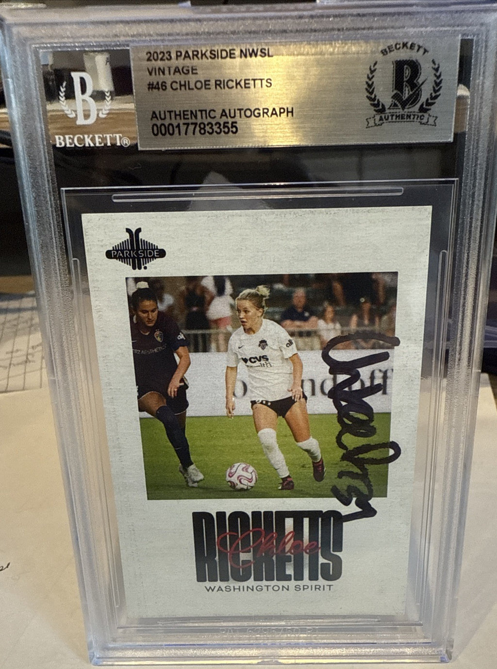 Chloe Ricketts Signed 2023 PARKSIDE NWSL Vintage #46 Beckett BAS Slab