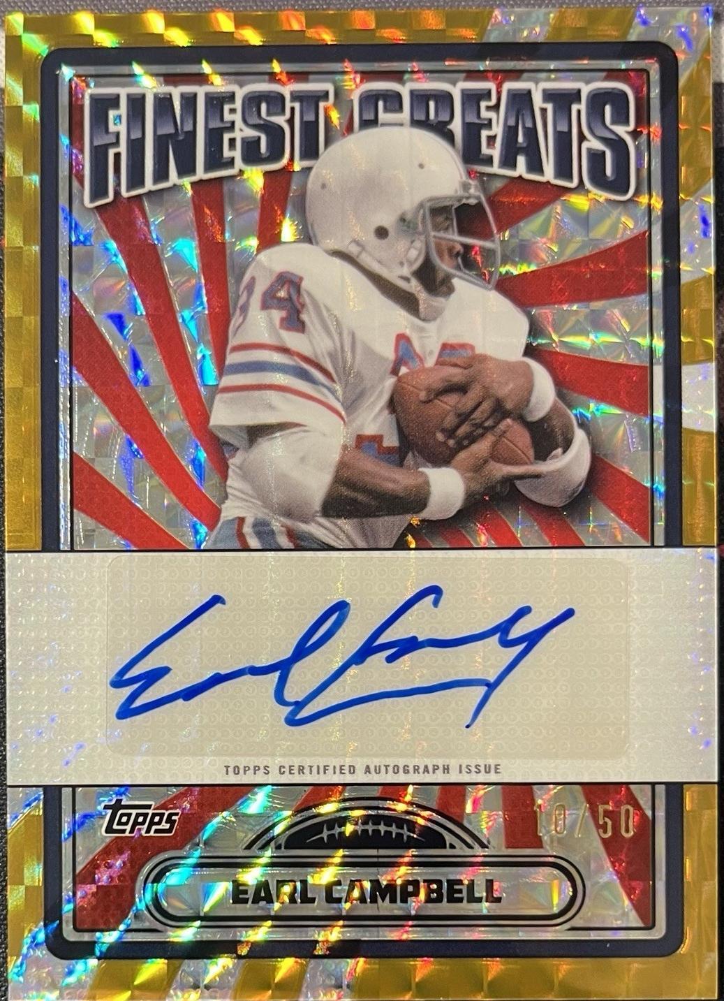 2024 Topps Finest - Finest Greats Autographs Earl Campbell #FG-EC Gold Geo PSA 9