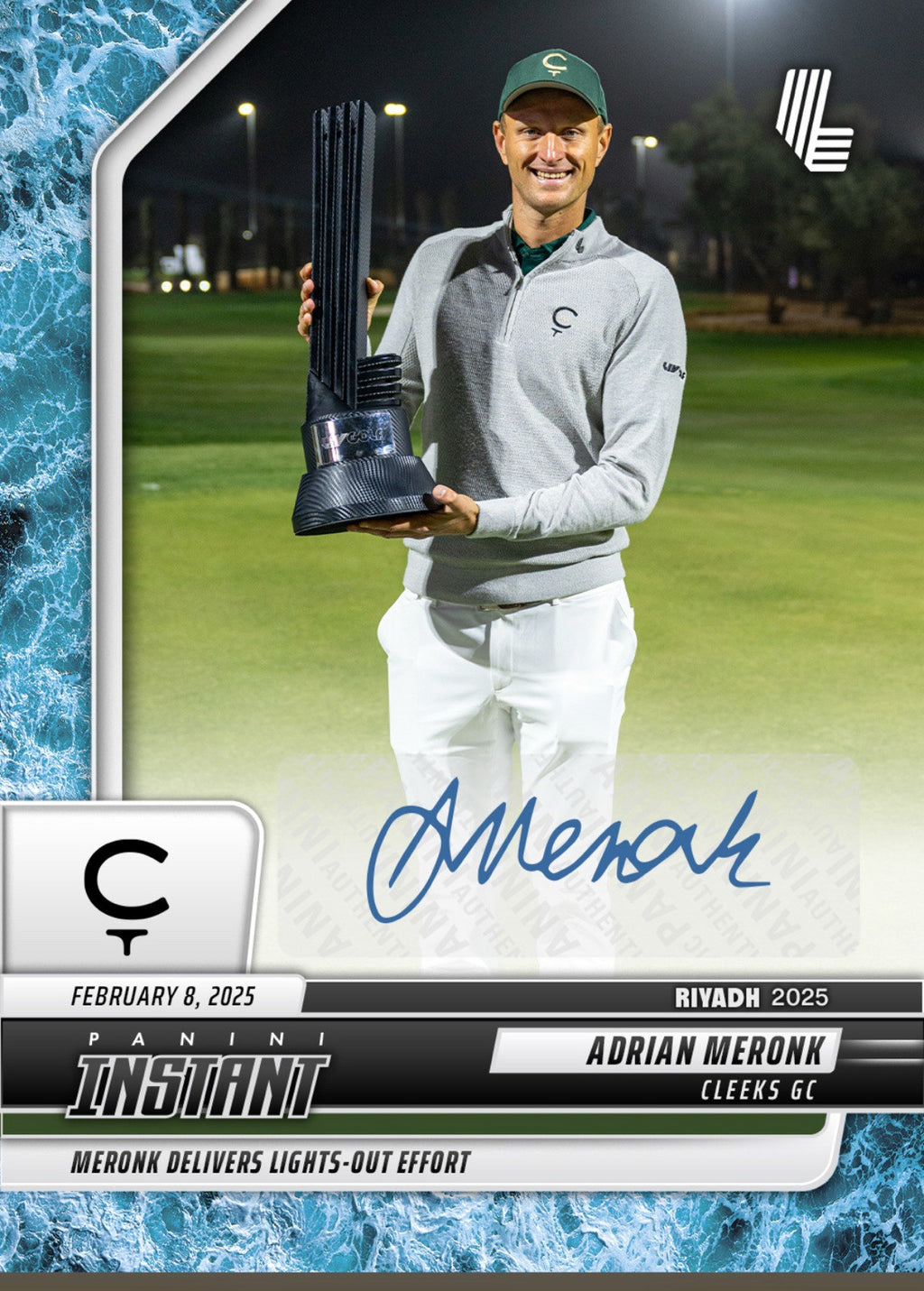 Adrian Meronk 2025 PANINI INSTANT LIV GOLF #1 Water Auto  #d /10