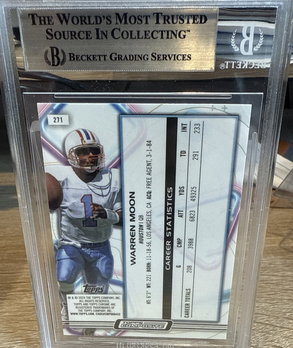 Warren Moon Signed 2023 Topps Composite Cosmic #271- Beckett BAS encased HOF