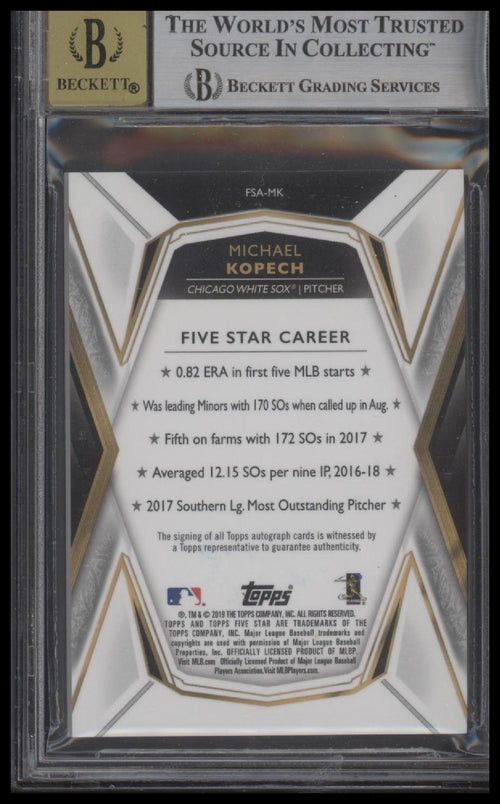 2019 Topps Five Star Auto #FSA-MK Michael Kopech Purple BGS 8.5 #/50