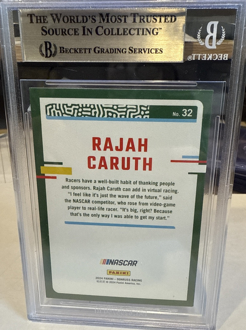 Signed RAJAH CARUTH 2024 Donruss Red & Blue #32  - Beckett BAS Slab