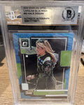 Signed 2023 Donruss Optic Carolina Blue Wave #30 Hailie Deegan Beckett BAS Slab