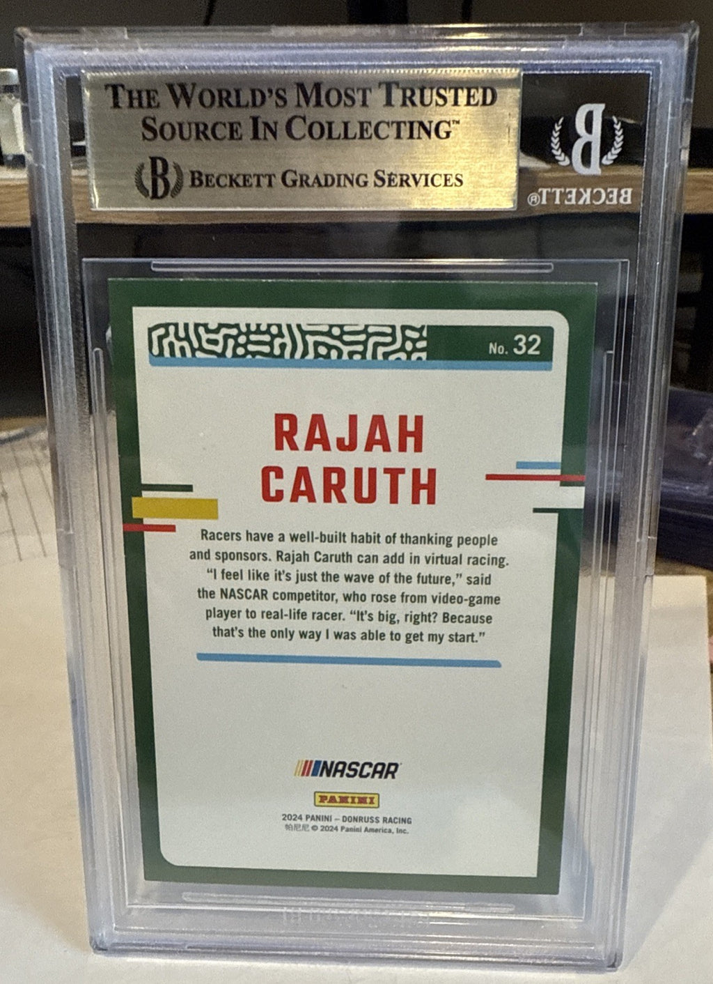 Signed RAJAH CARUTH 2024 Donruss #32  - Beckett BAS Slab