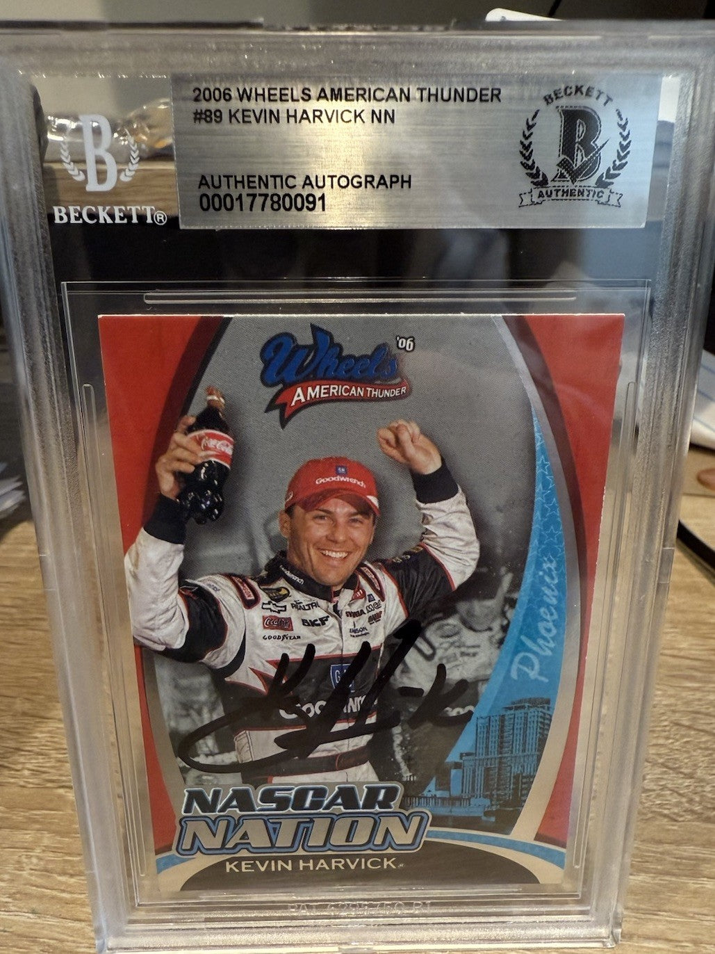 Signed Kevin Harvick 2006 Wheels American Thunder #89 - Beckett BAS Certed Slab