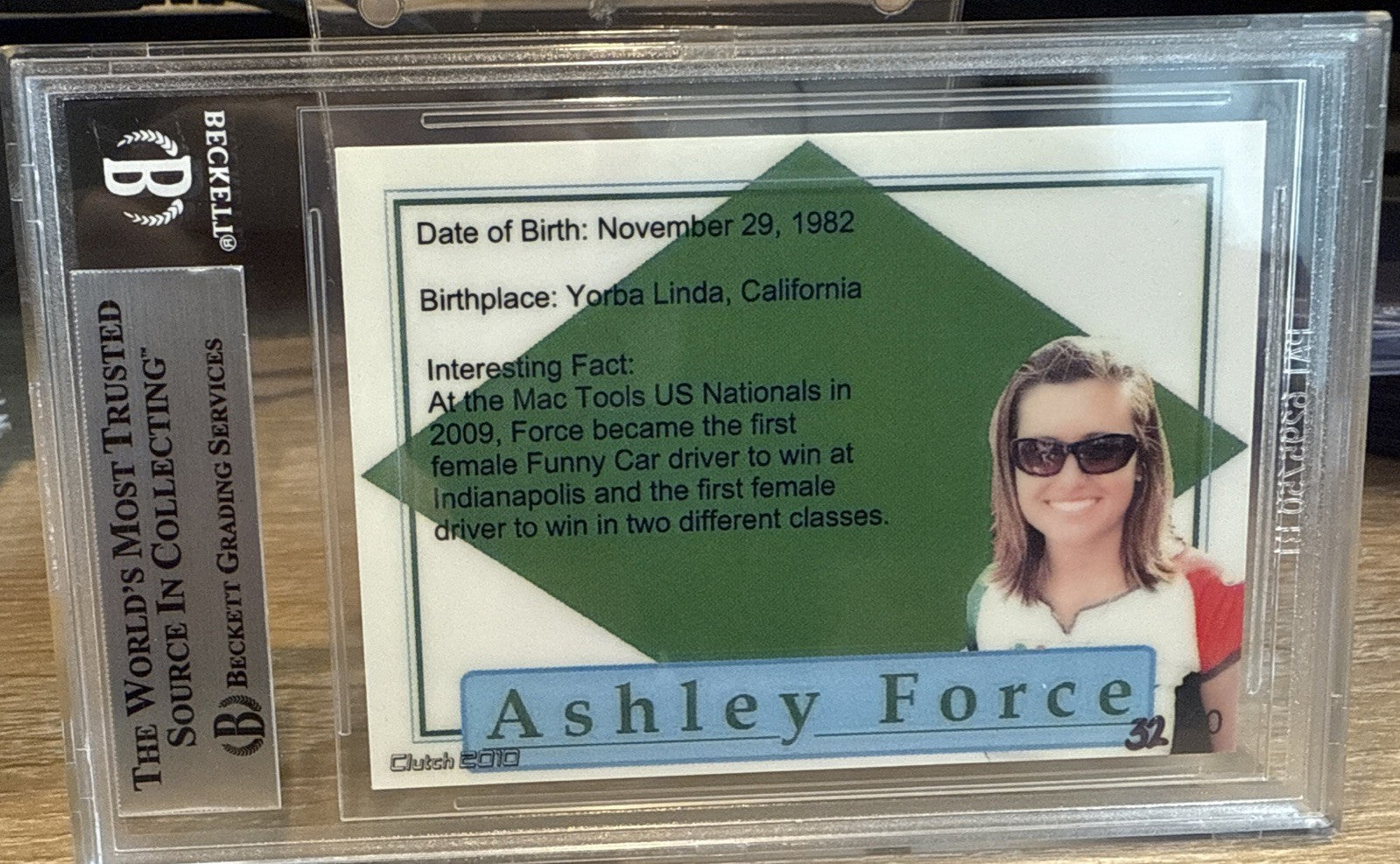 Signed Ashley Force - Custom Trading Card Beckett BAS Slab