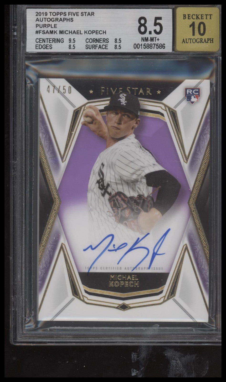 2019 Topps Five Star Auto #FSA-MK Michael Kopech Purple BGS 8.5 #/50