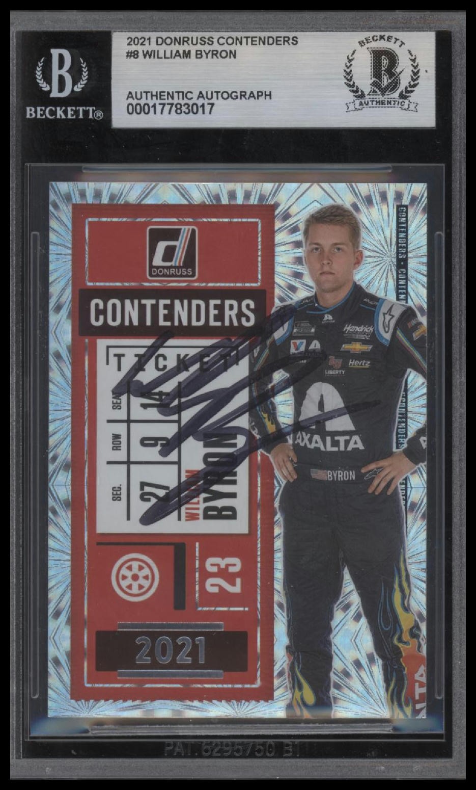 Signed 2021 Donruss #CON8 William Byron Contenders - Beckett BAS Slab