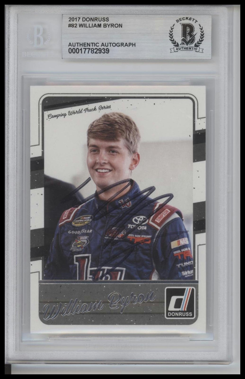 Signed 2017 Donruss #82 William Byron -Beckett BAS Slab