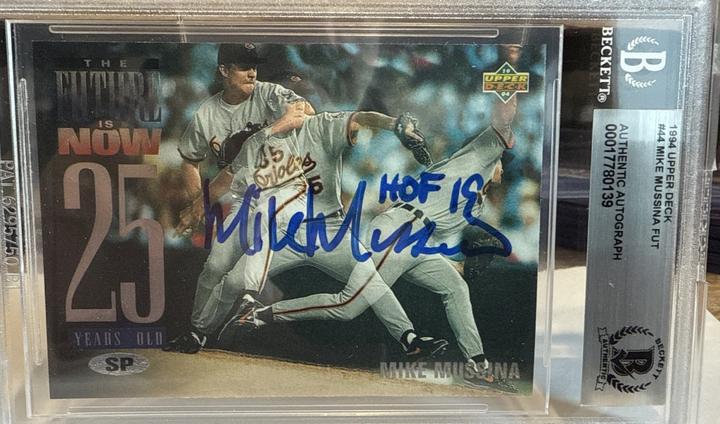 Signed 1994 Upper Deck Mike Mussina #44 - Beckett BAS Encased