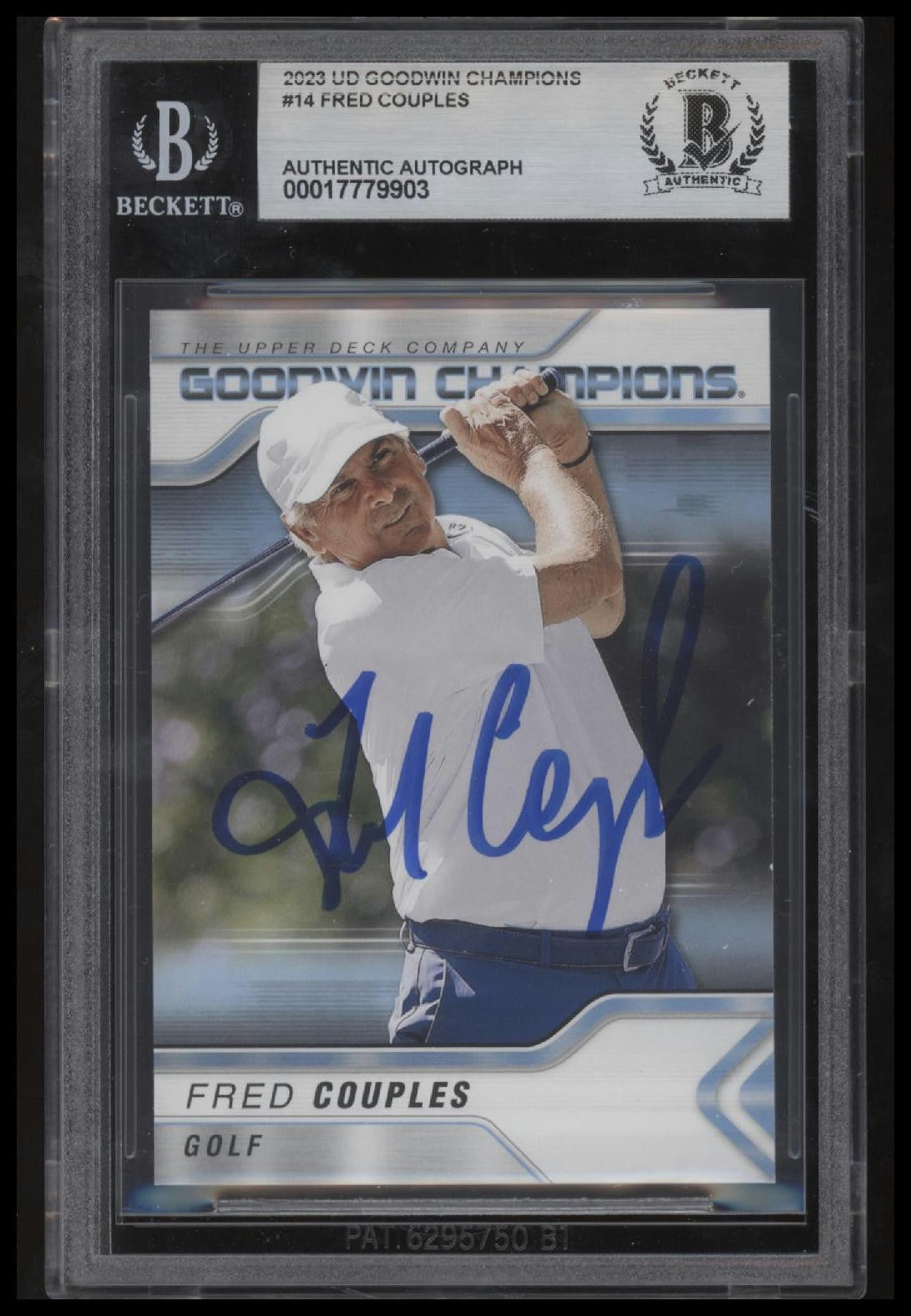 Signed 2023 Upper Deck Goodwin Champions #14 Fred Couples - Beckett BAS Slab