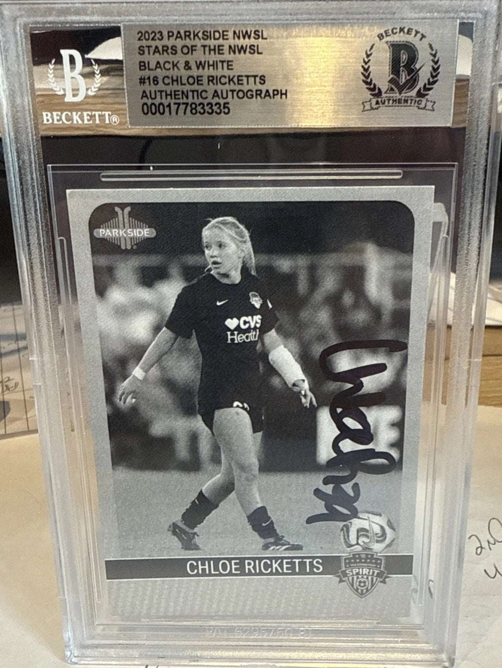 Chloe Ricketts Signed 2023 PARKSIDE B&W Stars Of The NWSL #16 Beckett BAS Slab