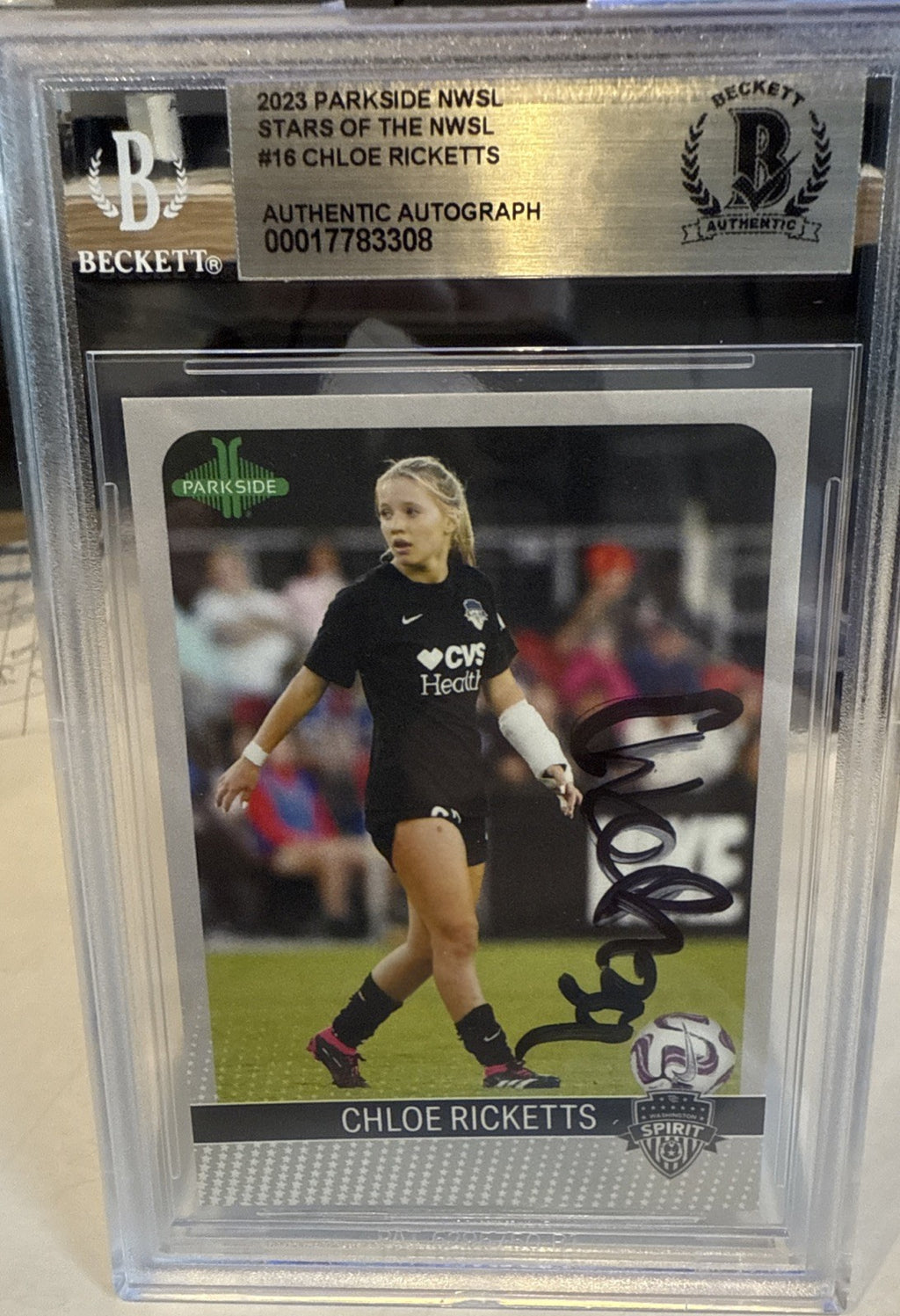 Chloe Ricketts Signed 2023 PARKSIDE NWSL Stars Of The NWSL #16 Beckett BAS Slab