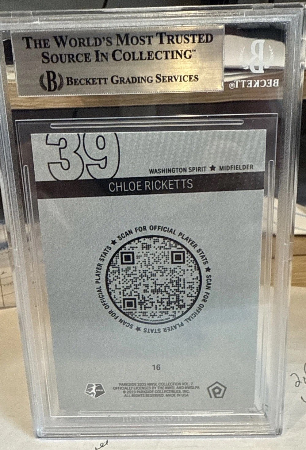 Chloe Ricketts Signed 2023 PARKSIDE B&W Stars Of The NWSL #16 Beckett BAS Slab