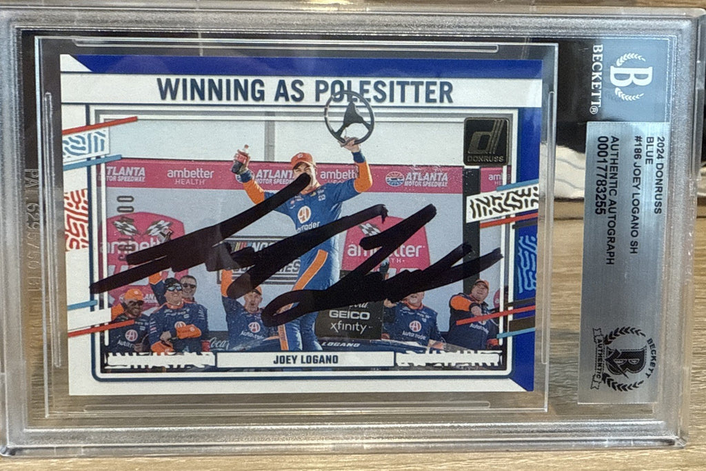 Joey Logano Signed 2024 Donruss Blue #186 - Beckett BAS Slab