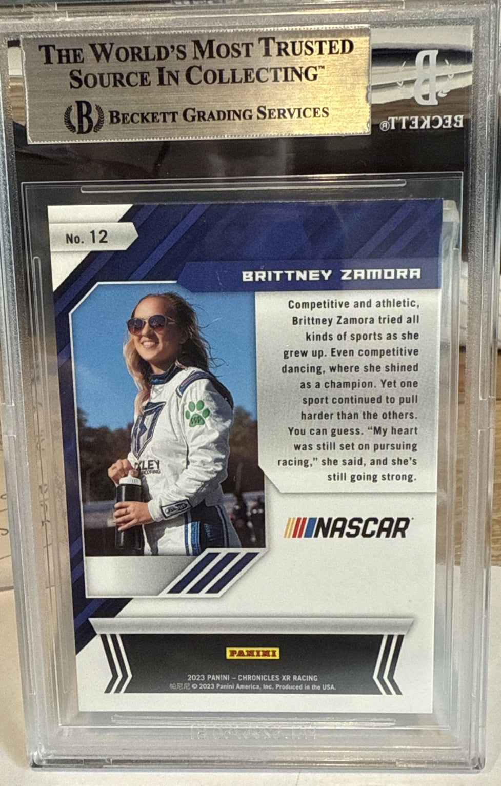 Signed Brittney Zamora 2023 Panini Chronicles XR #12 - BAS Beckett Slab