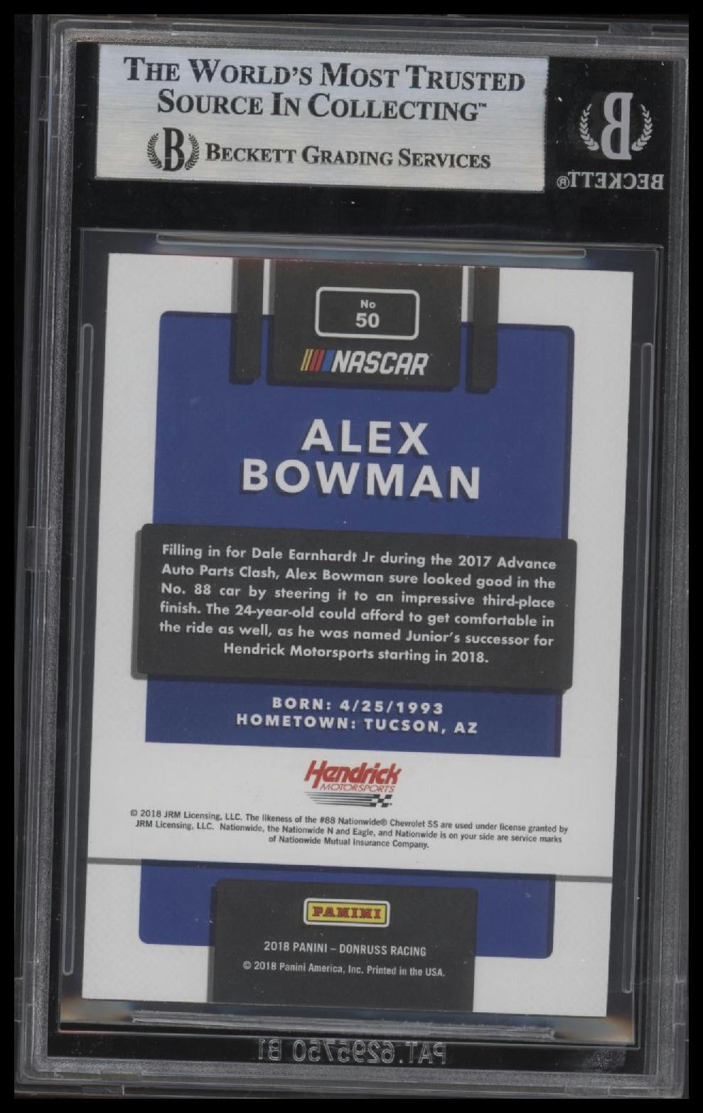 Signed 2018 Donruss #50 Alex Bowman - Beckett BAS Slab